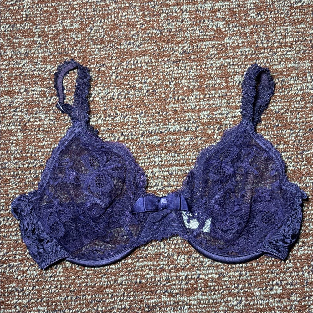 Victorias Secret Bra Vintage sheer purple unlined gold label delicate lace bra - Picture 3 of 13
